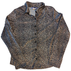 COOL WEAR Cheetah Leopard Print Button Down Shirt Girls Size Large 14